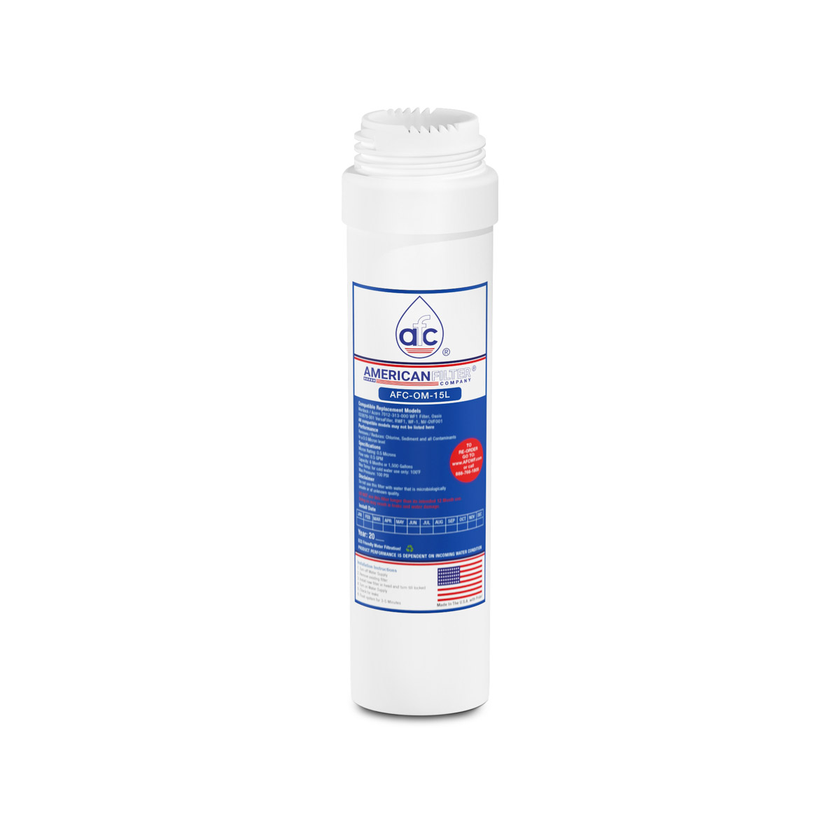 AFC&trade # AFC-OM-15L, Compatible with Neo-Pure® NP-OVF001 Filter Cartridge -Made in U.S.A.